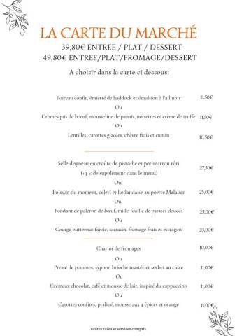 Menu du marché