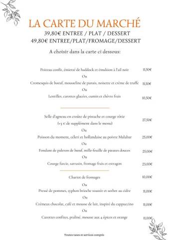 Menu du marché