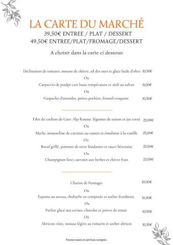 Menu du marché